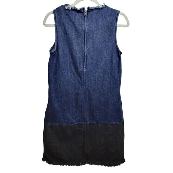 Costa Blanca Los Angeles Denim Blue & Black Raw Hem Dress Size Small - Picture 2 of 8